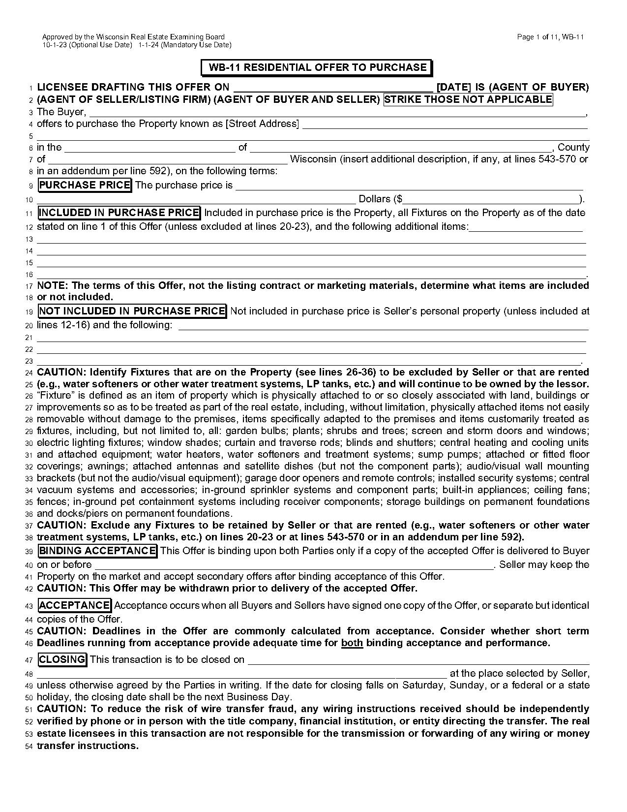 fillable land purchase contract