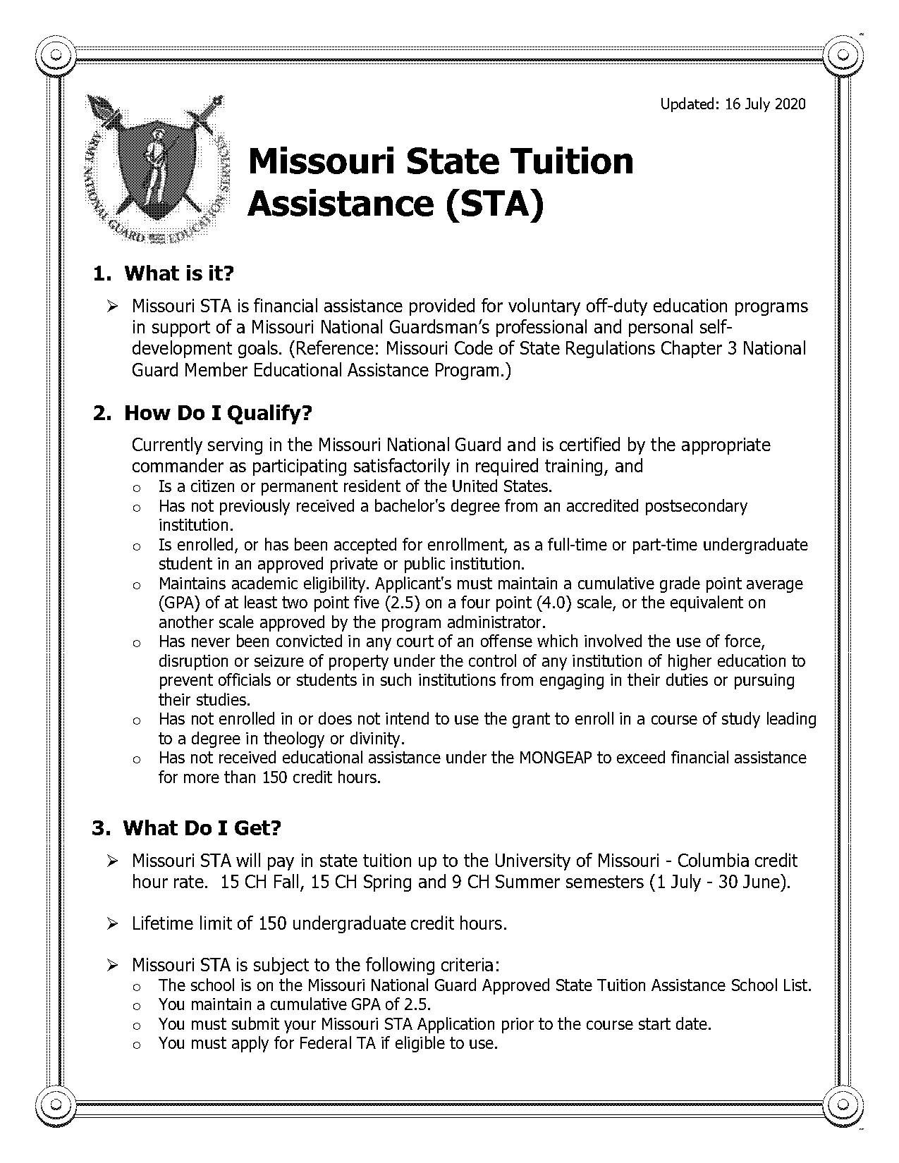 missouri national guard state tuition assistance application