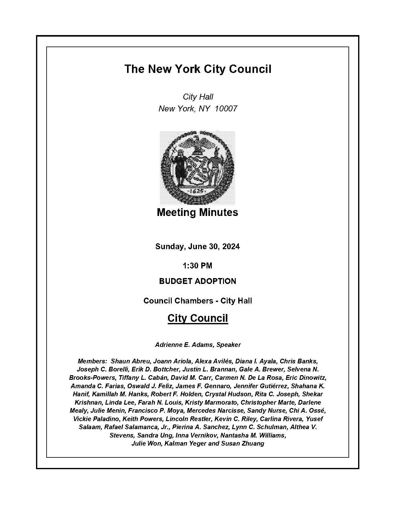 new york city council hearing transcripts