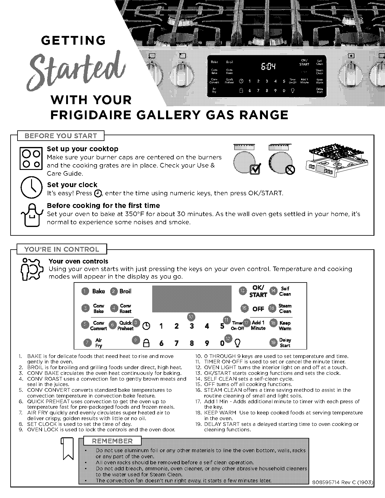 frigidaire gas range instructions for using the quick clean