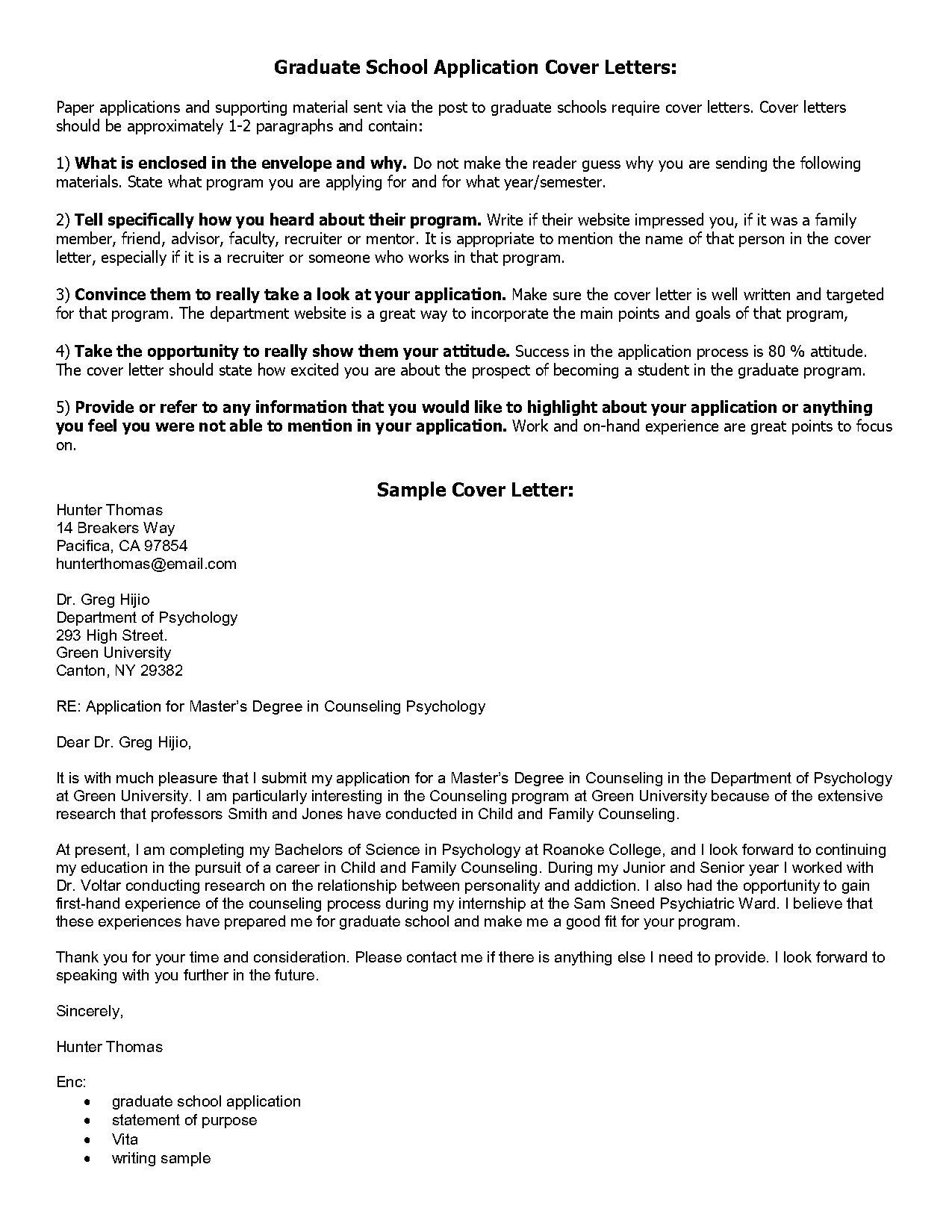 cover letter sample university student