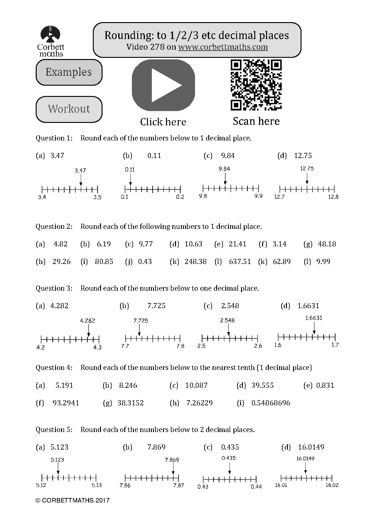 rounding decimal numbers worksheets