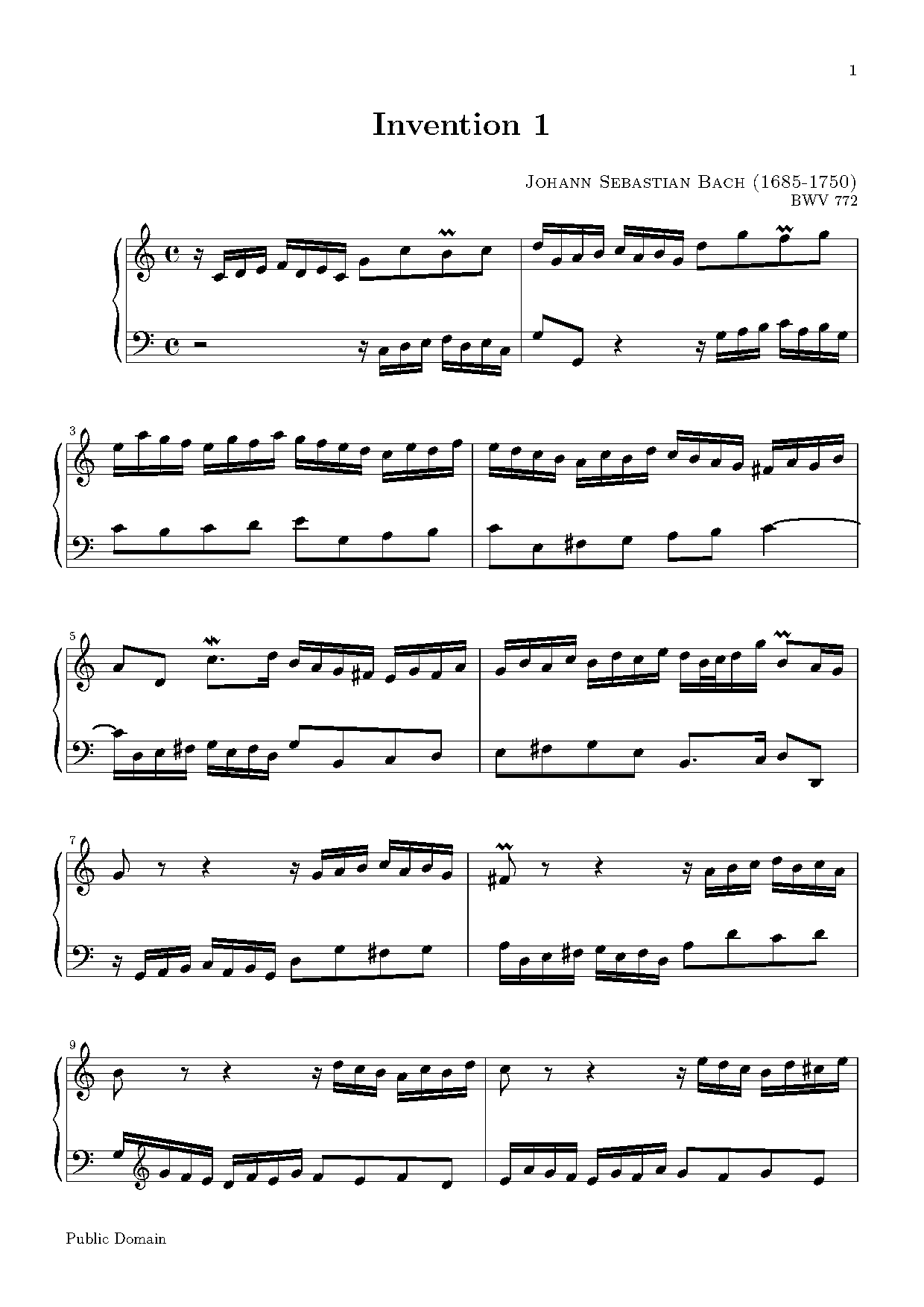 bach invention sheet music pdf