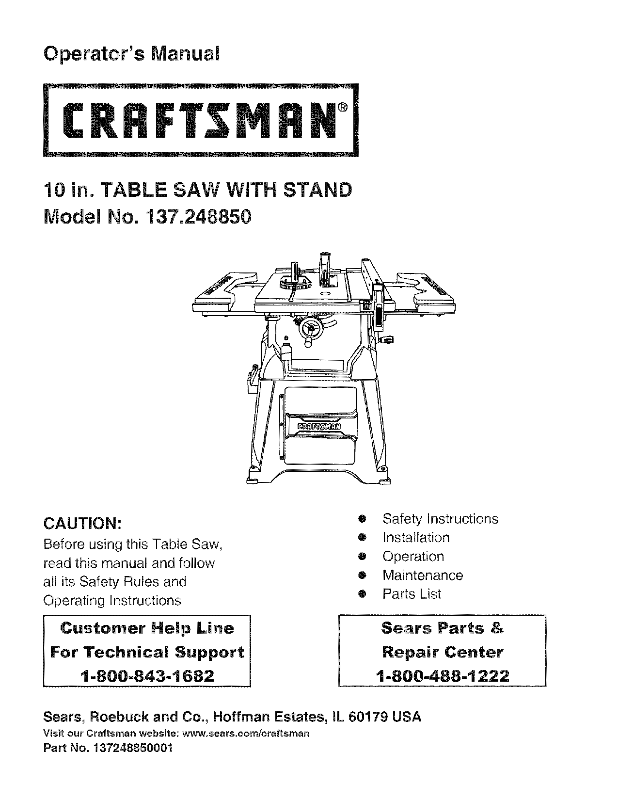 craftsman table saw safety guard