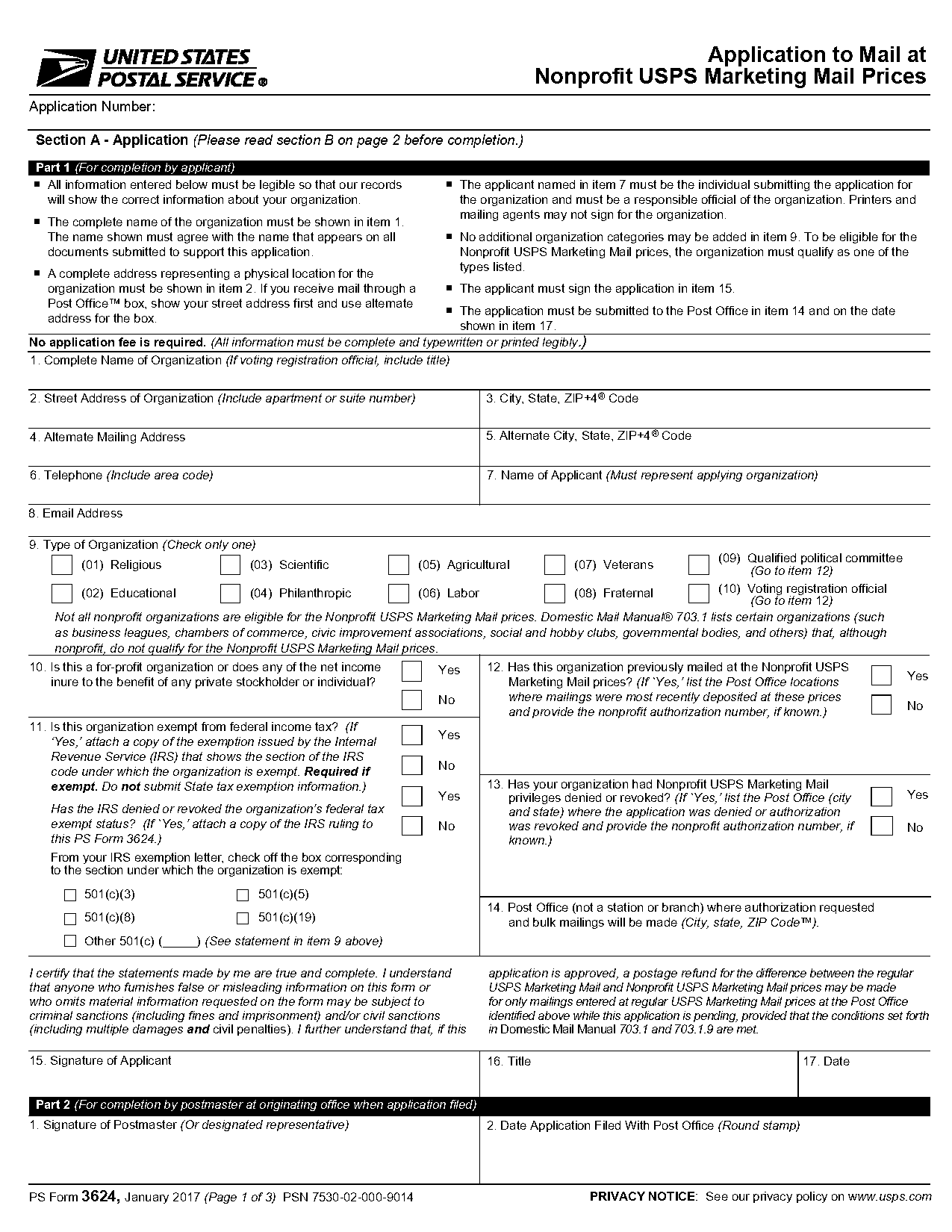 bulk mail permit application