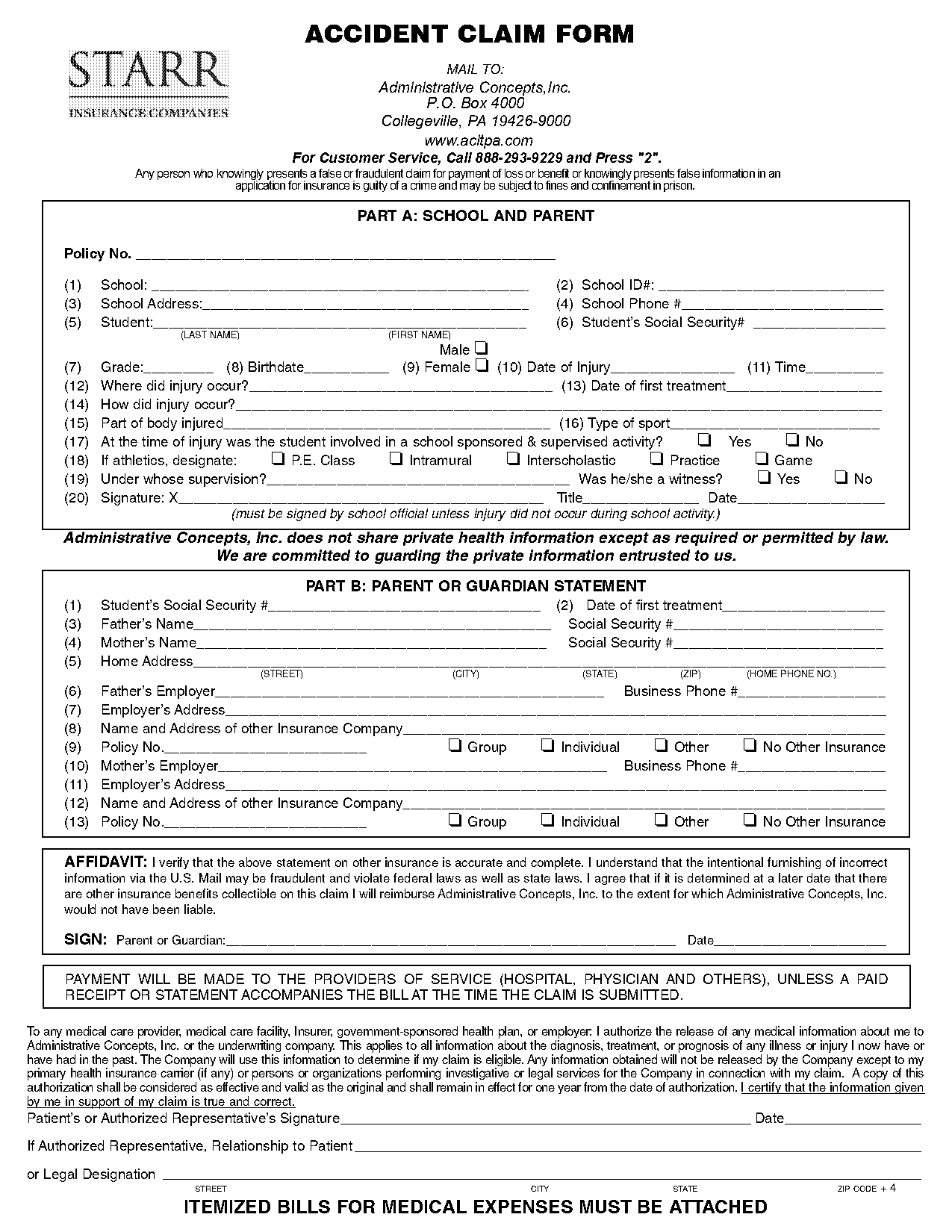 acc injury claim form