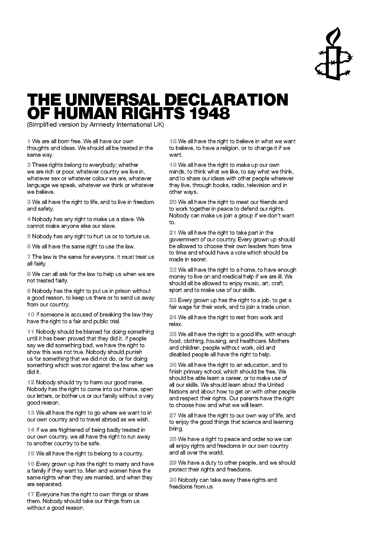 universal declaration of human rights amnesty