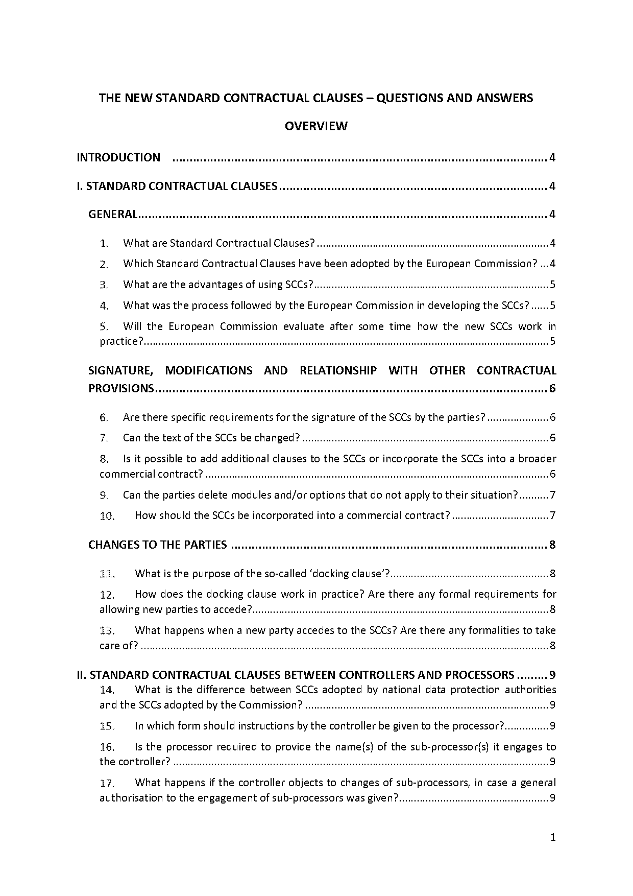 standard contractual clauses example