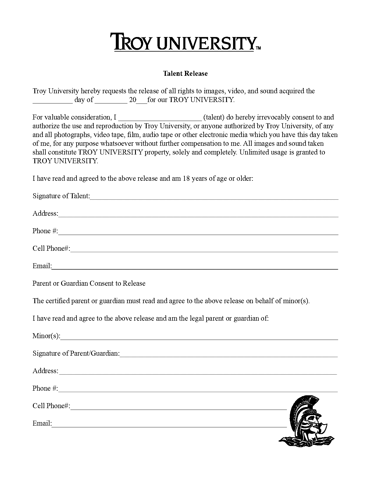 performer release and consent form