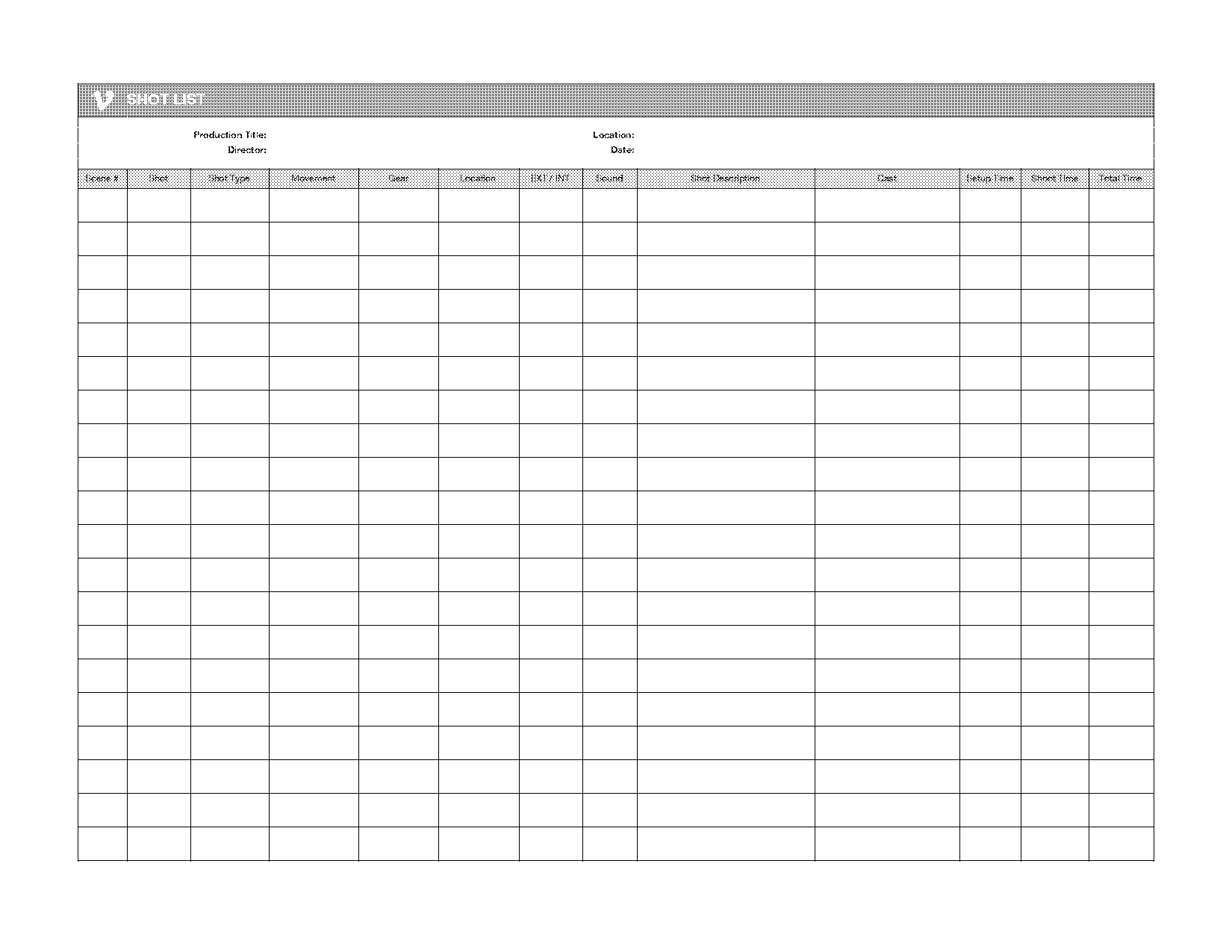 shot sheet template pdf