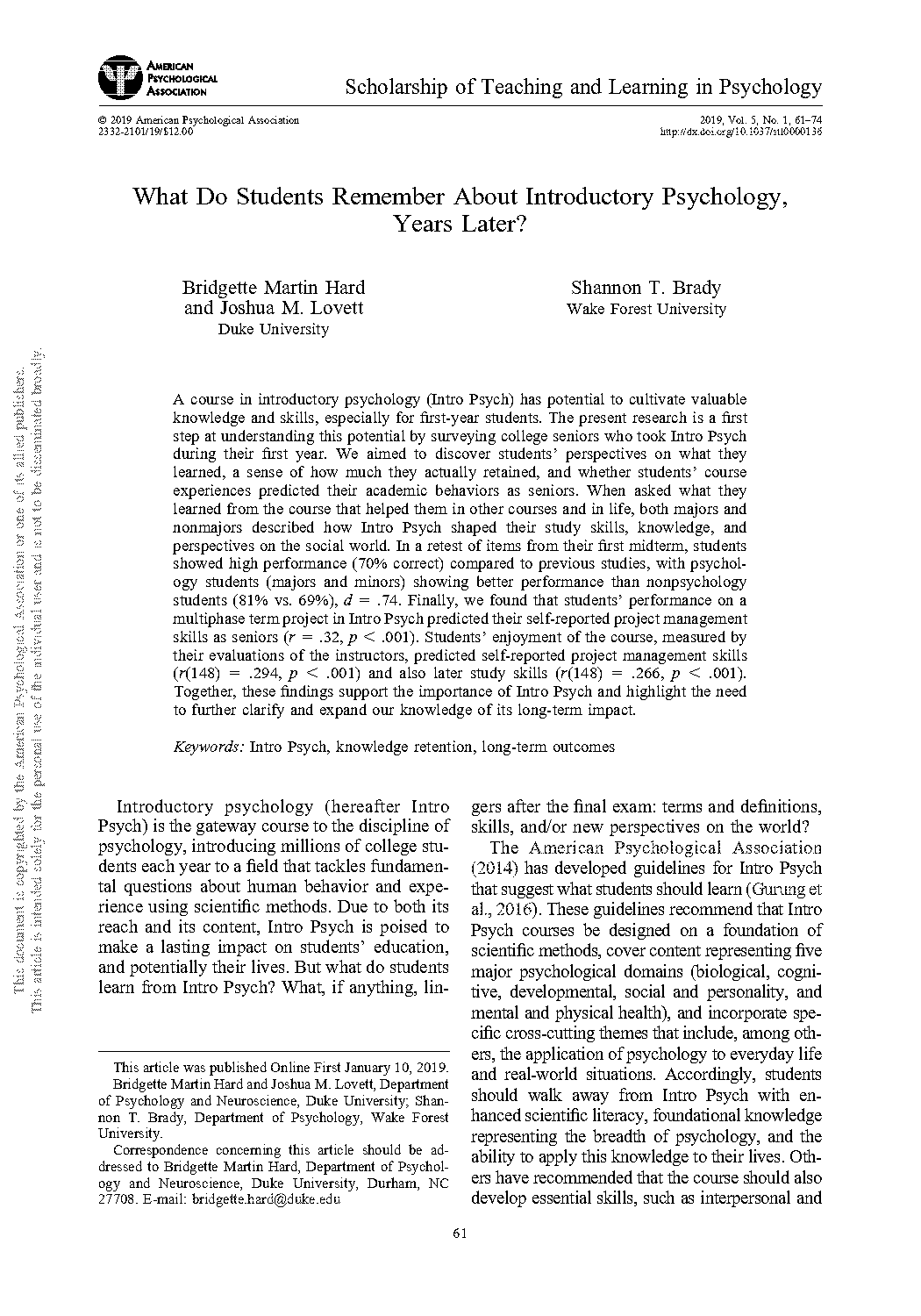 questionnaire new psychology students