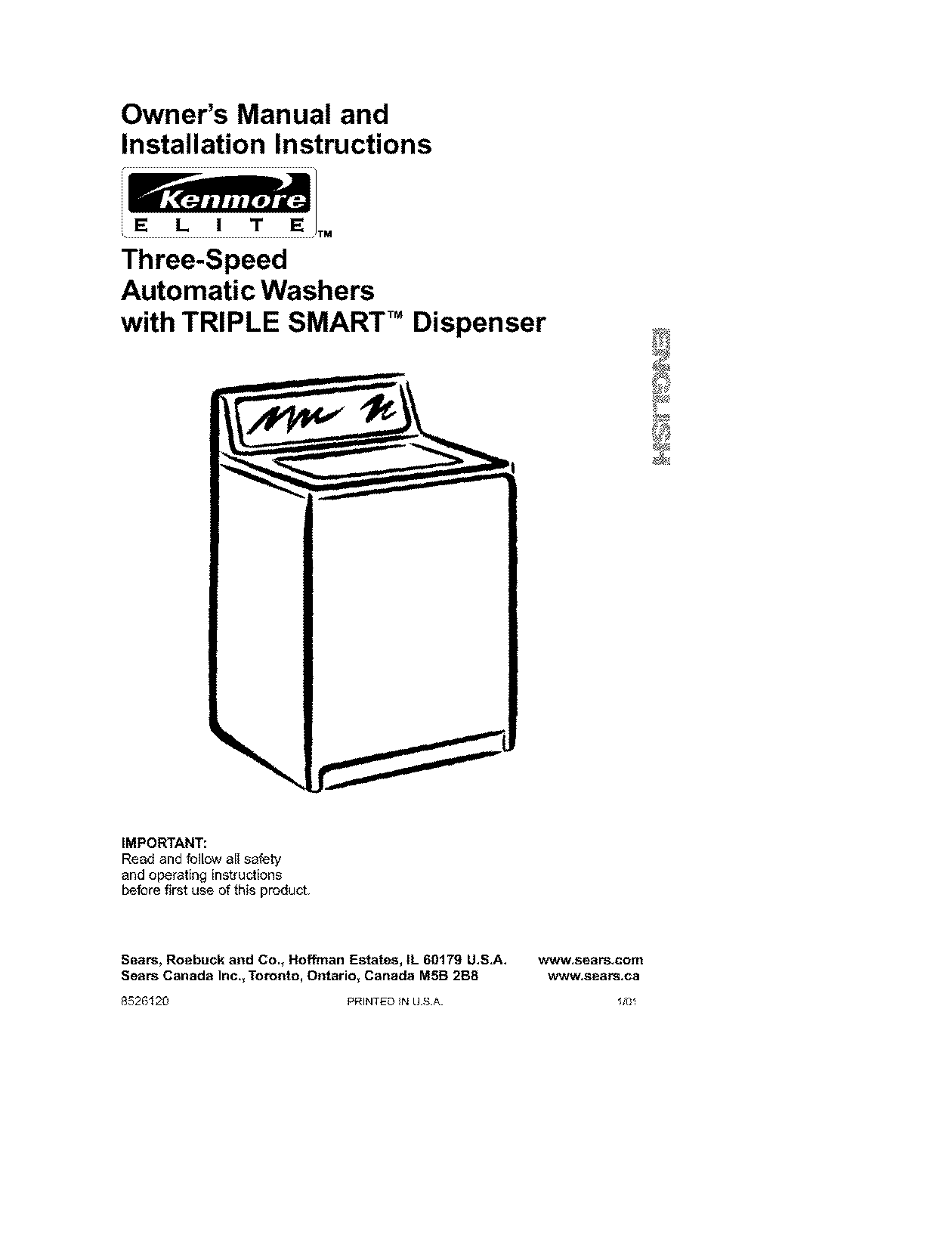 sears kenmore he washer manual