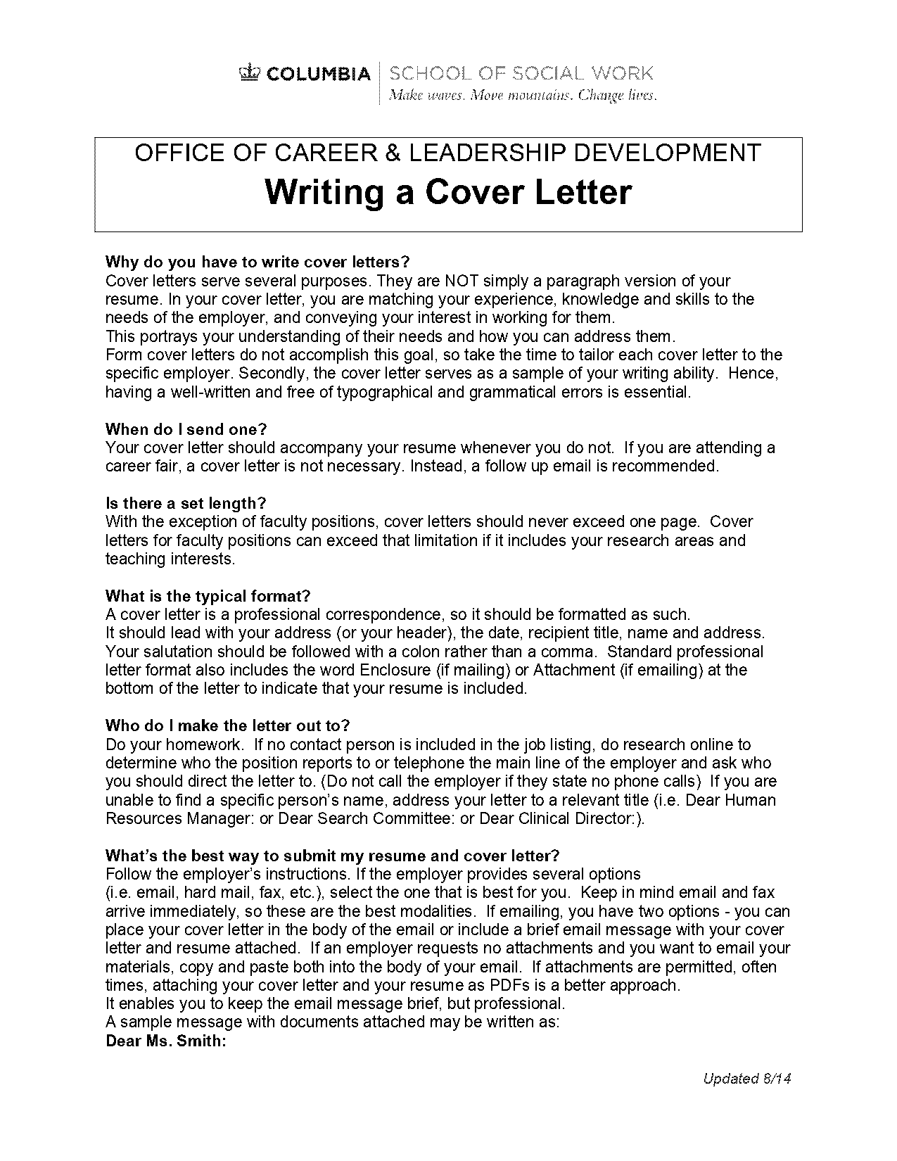 sample social service worker cover letter