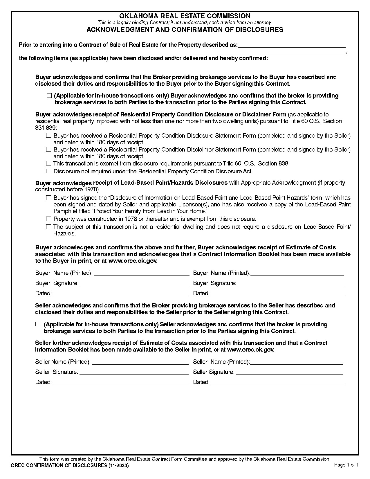 printable contract for sale of house on contract