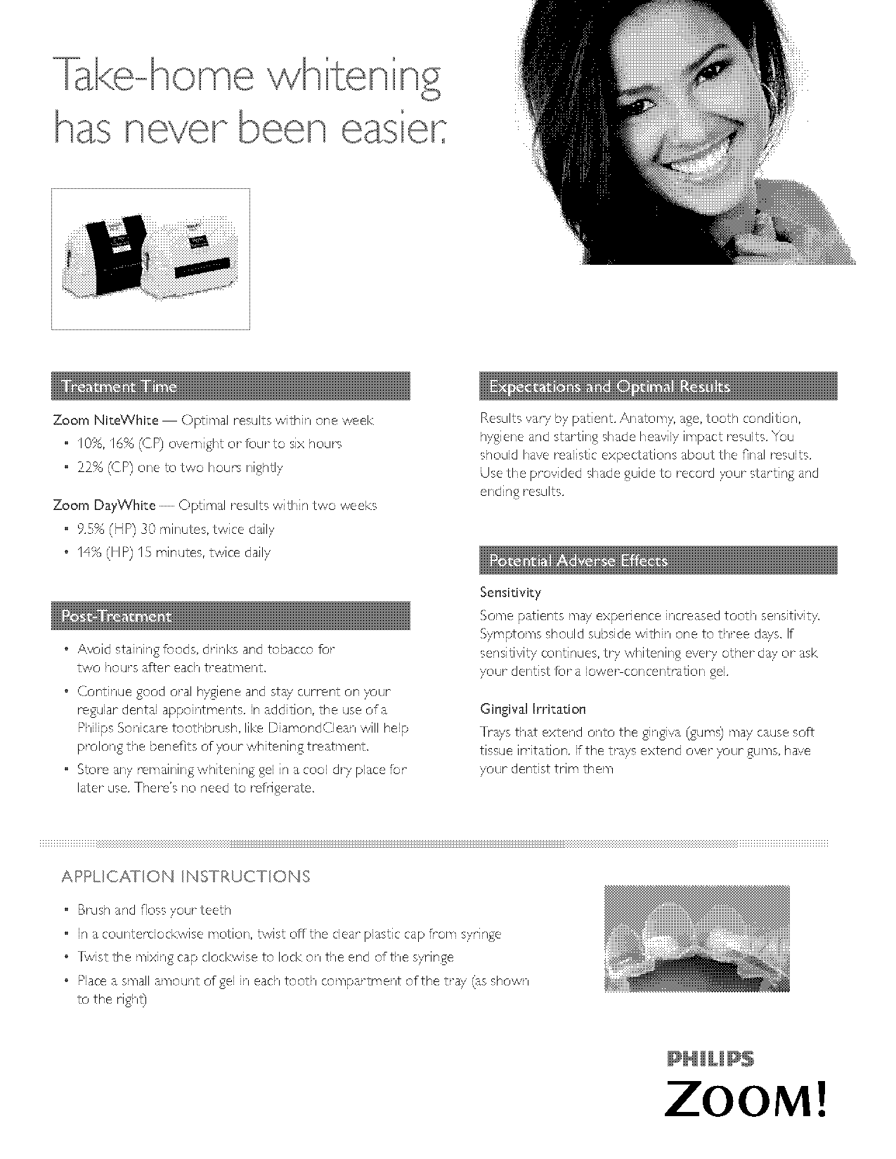 philips zoom paitent instructions for use