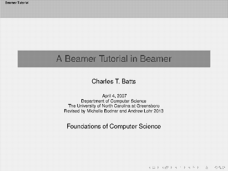 beamer table of contents frame title