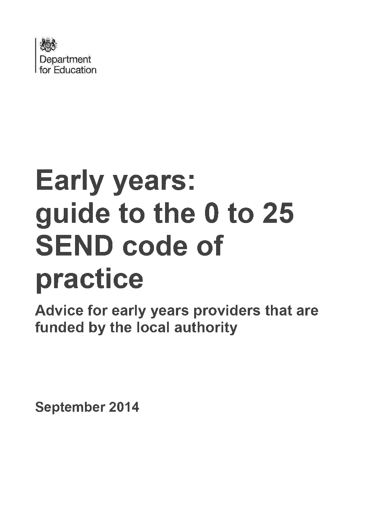 send code of practice early years guide