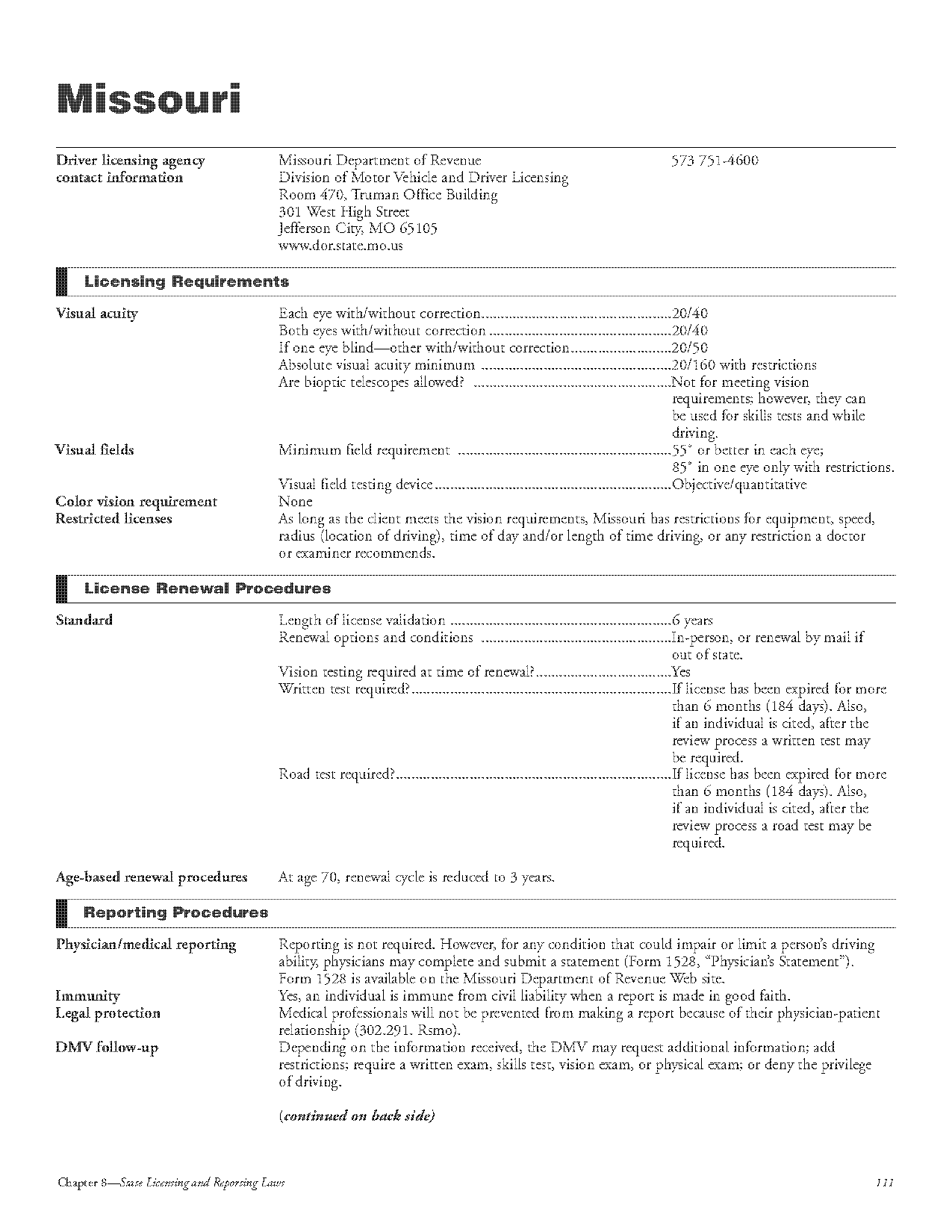 eye test for renewing drivers license for missouri