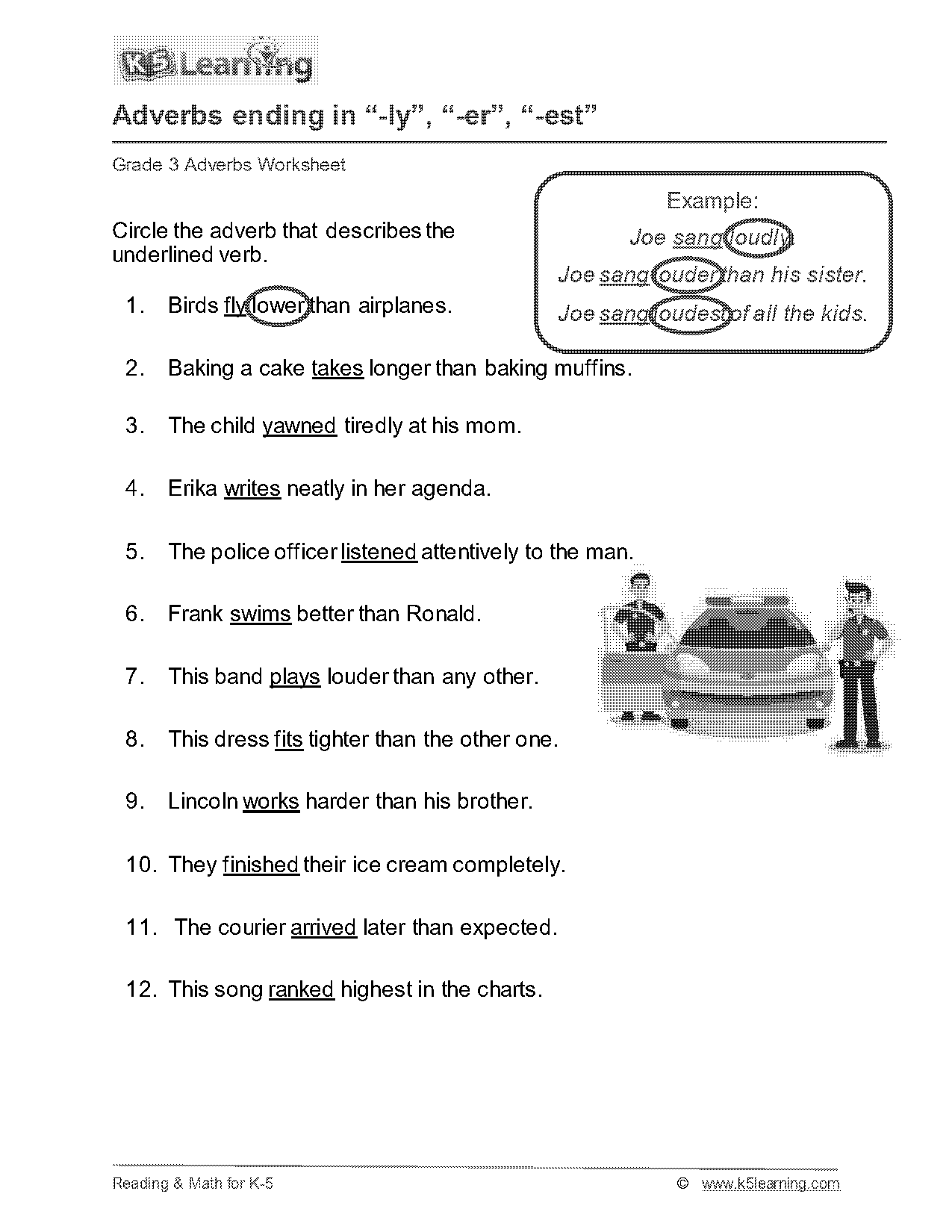 words ending in er and est worksheets