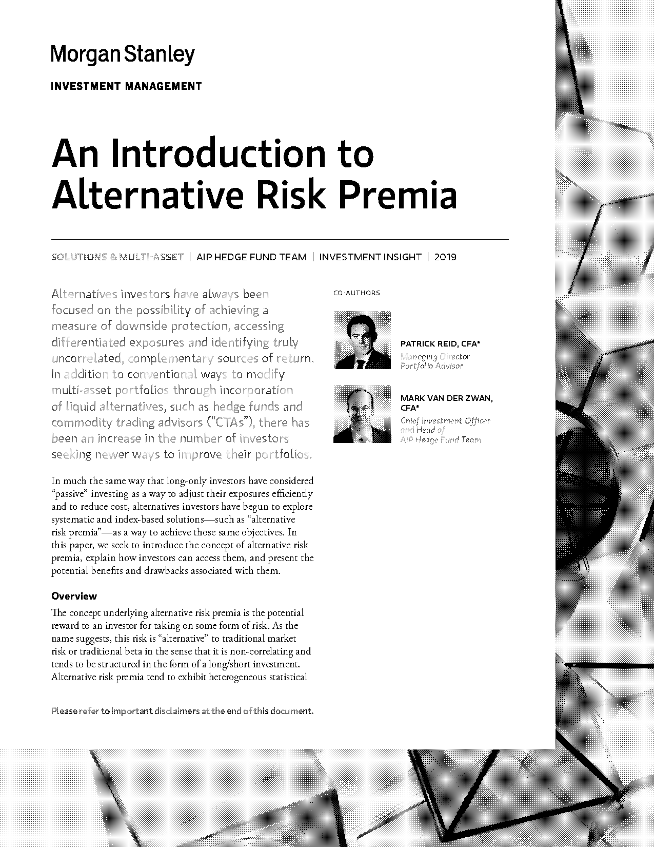 examples of alternative risk transfer techniques